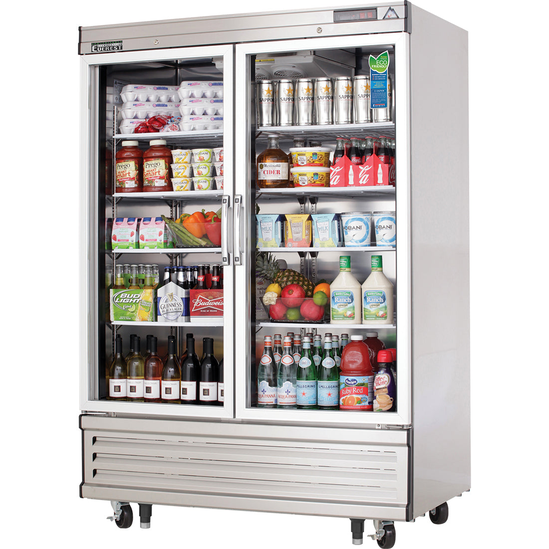 Everest EB Series-EBGR2 Two Section Glass Door Upright Reach-In Refrigerator - 50 Cu. Ft.