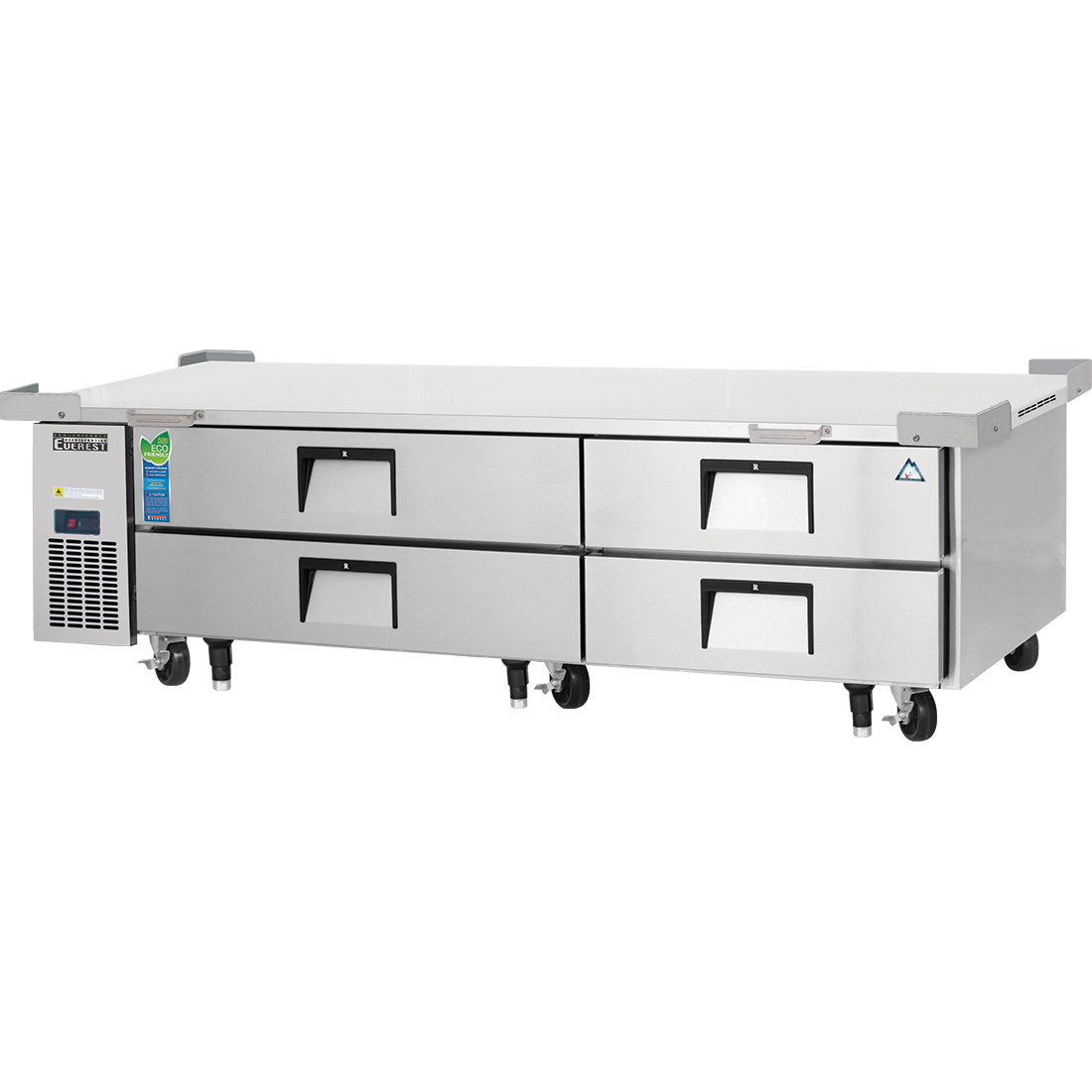 Everest EC Series-ECB96D4 Two Section Four Drawer Side Mount Refrigerated Chef Base - 115V
