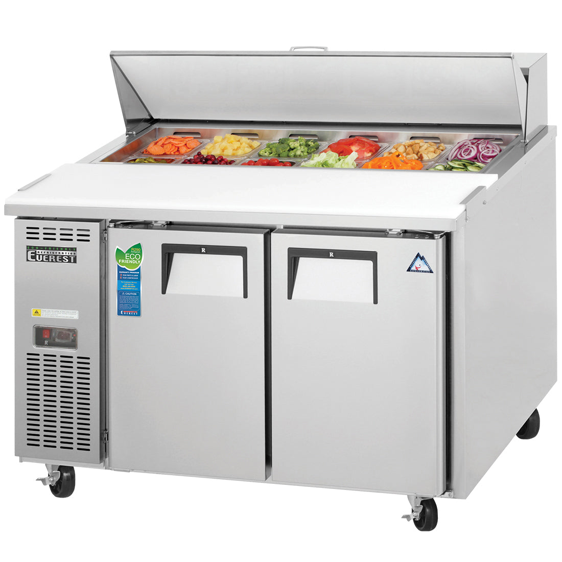 Everest EP Series-EPR2 Two Section Side Mount Sandwich Prep Table - 13 Cu. Ft.