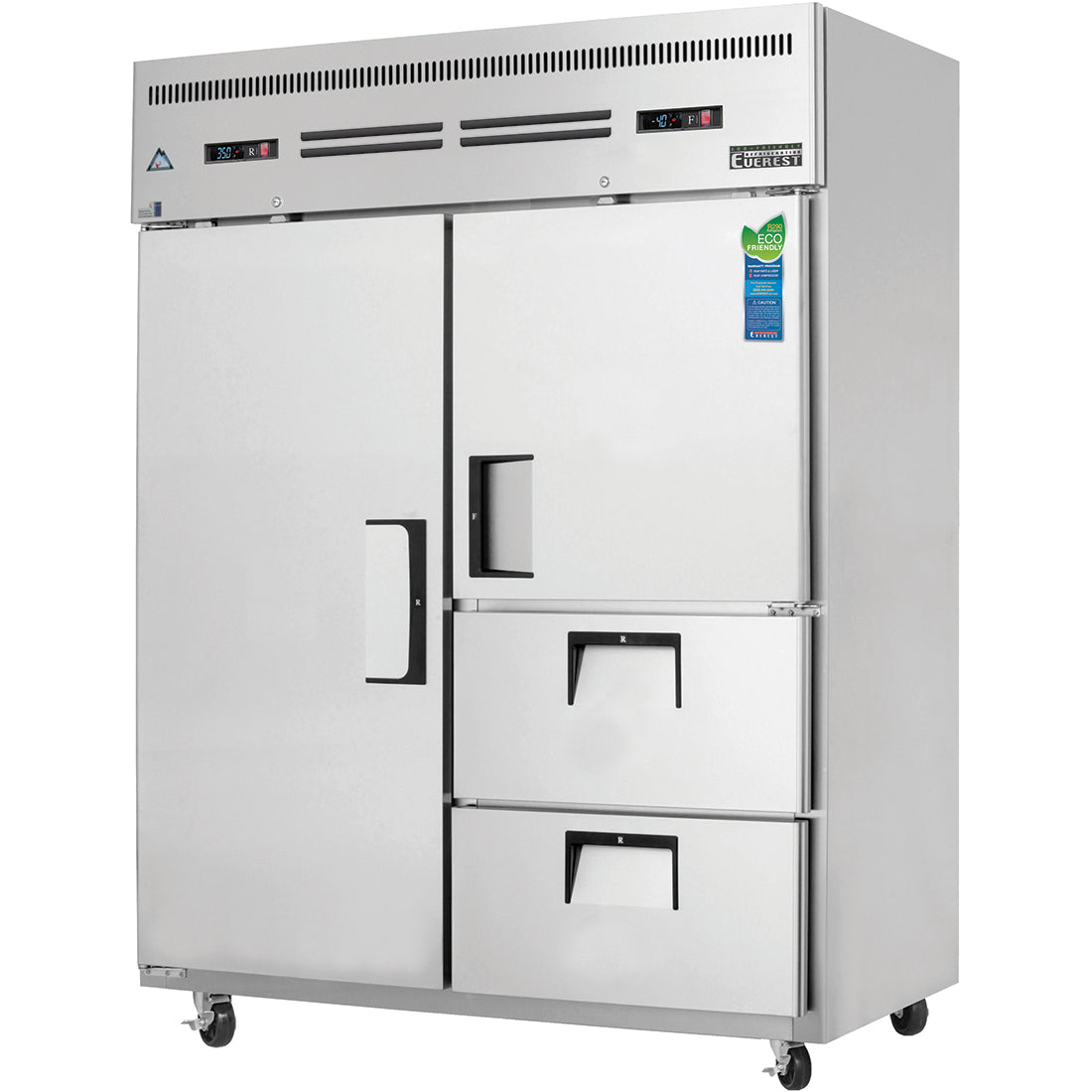 Everest ES Series-ESWQ2D2 Two Section Full/Half Door and Drawer Combo Upright Reach-In Dual Temperature Refrigerator/Freezer Combo