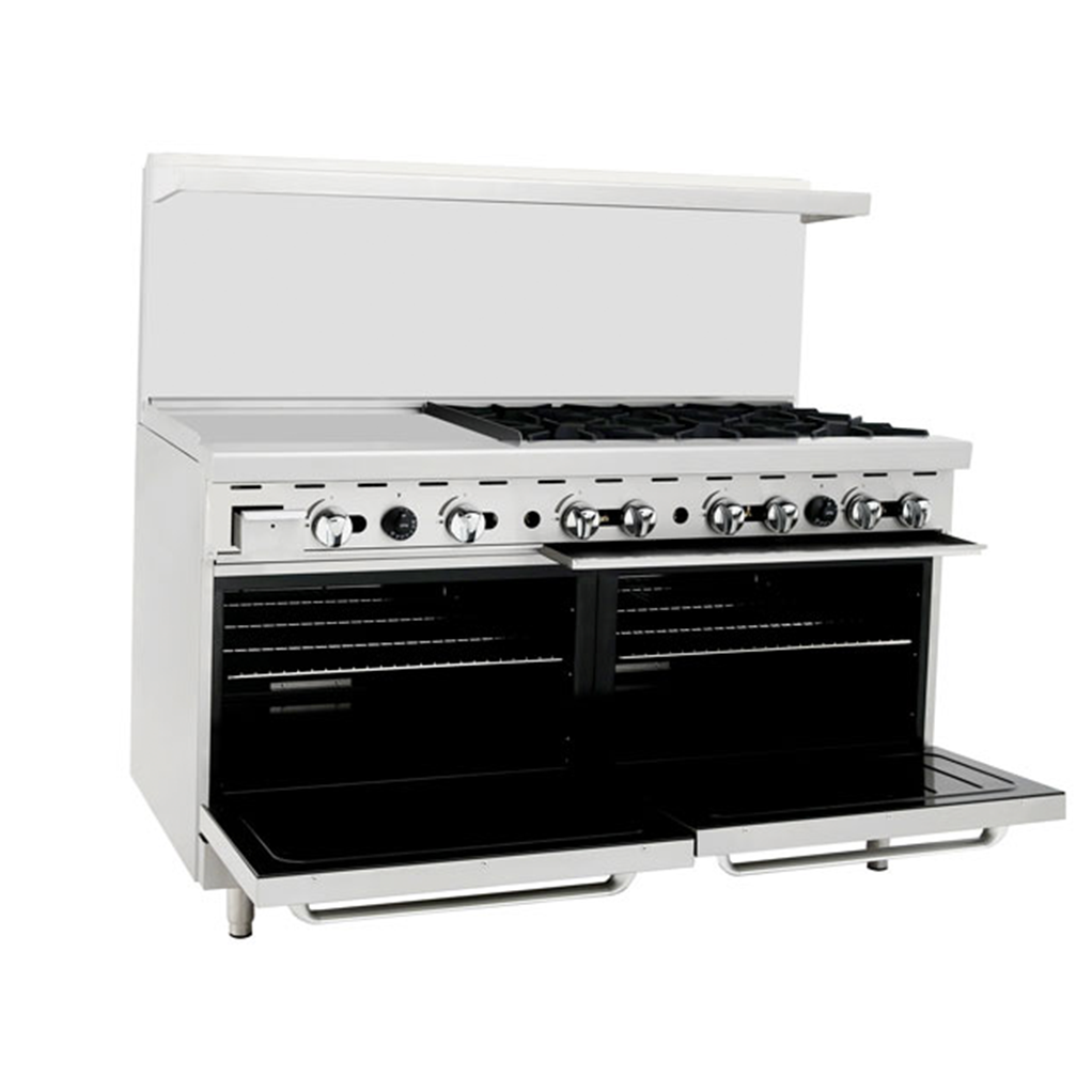 Atosa Cookrite - AGR-24G6B - 60″ Gas Range with 24″ Griddle & Six (6) Open Burners