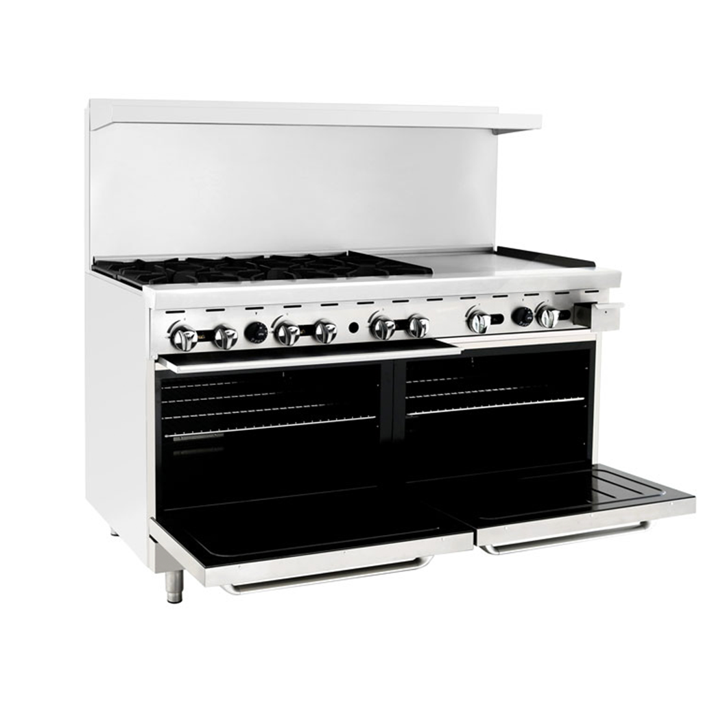 Atosa Cookrite - AGR-6B24GR - 60″ Gas Range with Six (6) Open Burners & 24″ Griddle