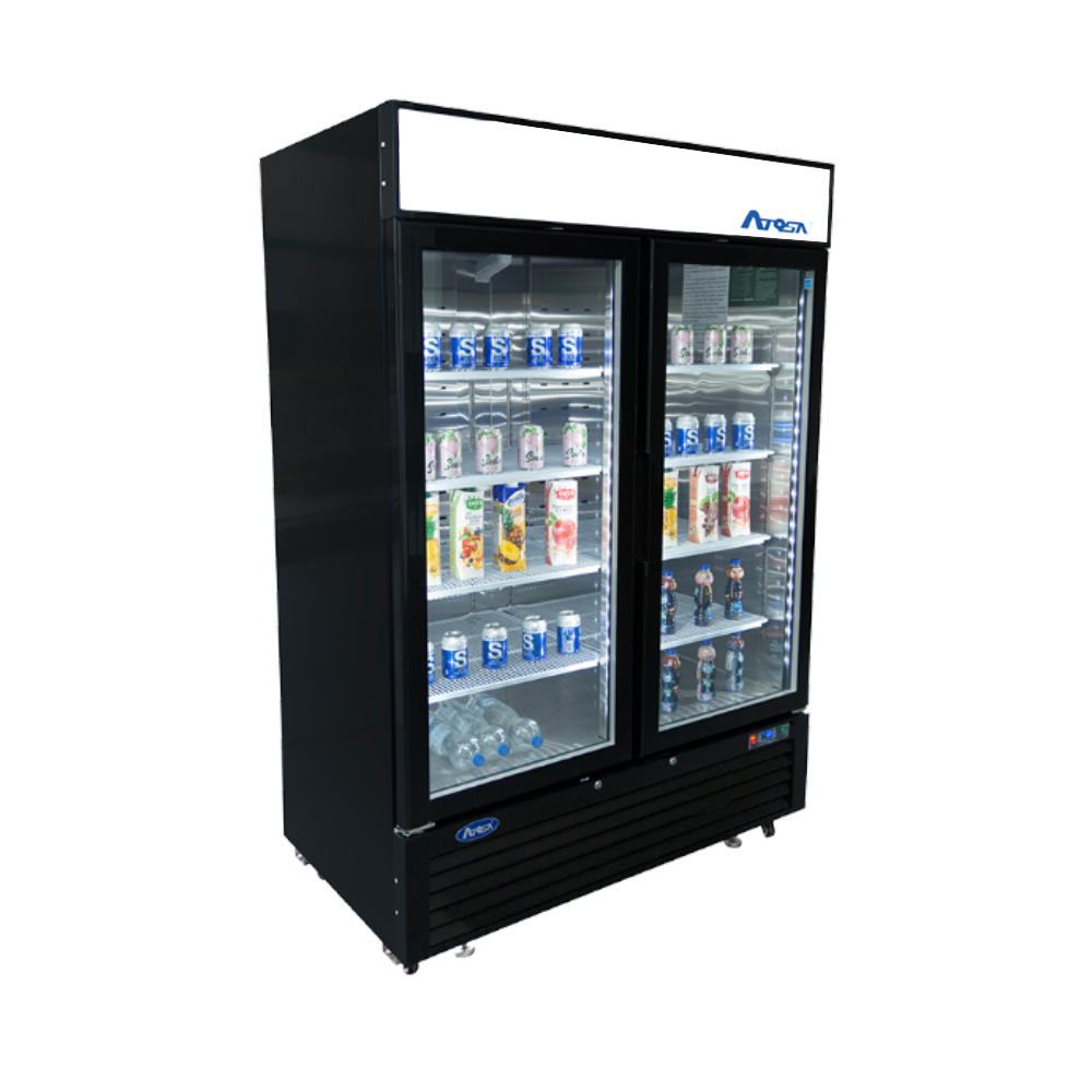 Atosa - MCF8721ES - Black Cabinet Two (2) Glass Door Merchandiser Freezer